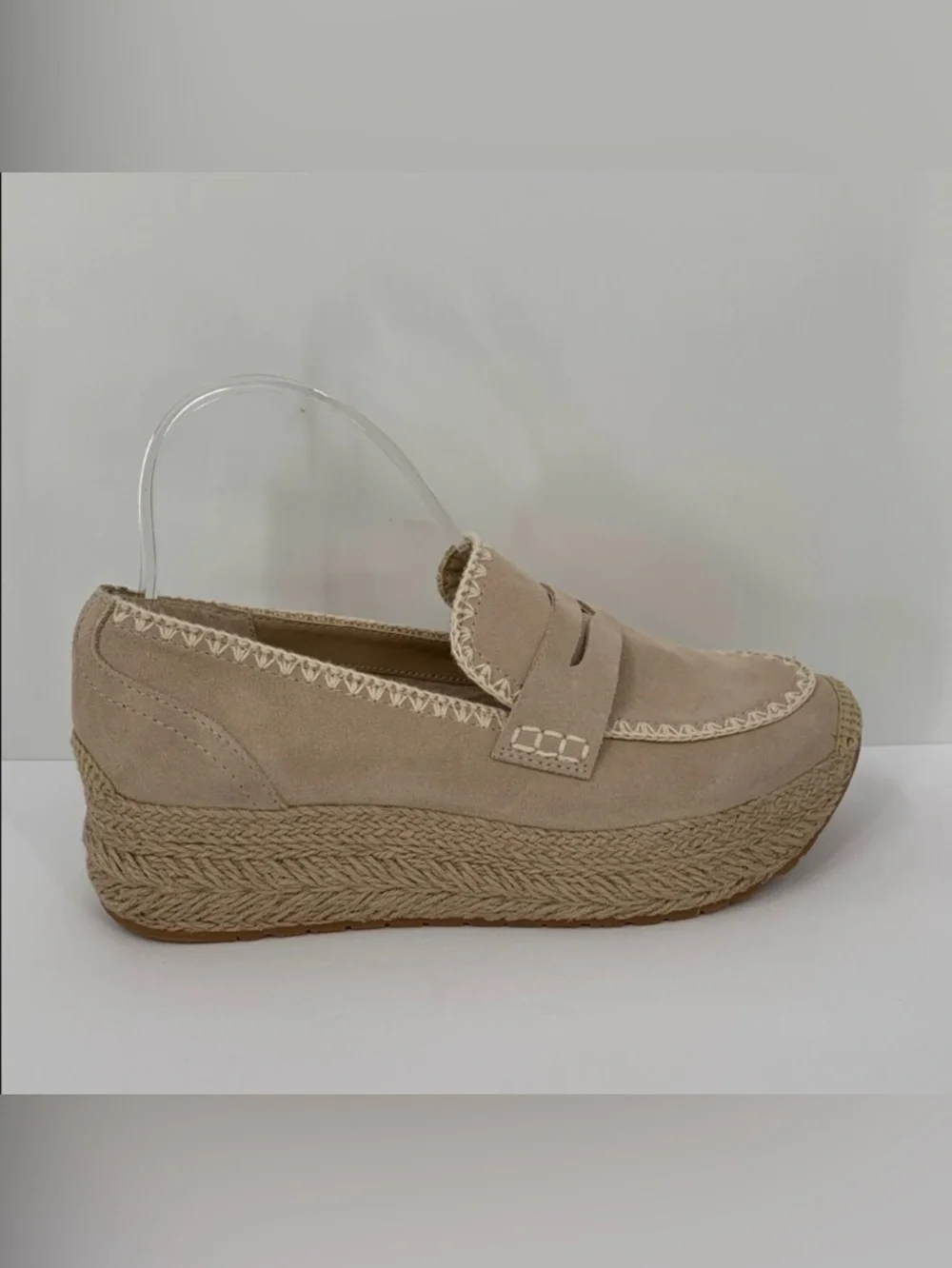 Dolce Vita Jaila espadrille suede leather shoe platform tan suede sneaker new 9